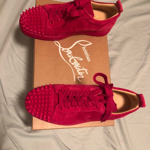 Pink Suede Louis Junior Spikes Sneakers - Picture 4 of 7